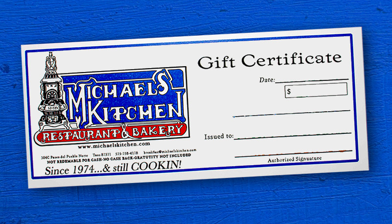 Michael's Kitchen gift certificate